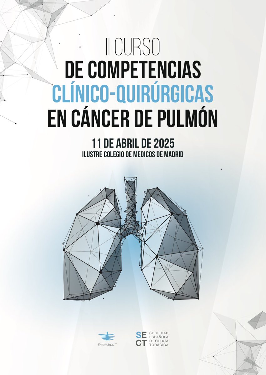 Este viernes retomamos nuestra actividad docente en la <a href="/SECTtoracica/">SECT</a> con el II Curso de Competencias Clínico-Quirúrgicas en Cáncer de Pulmón... 

Un evento diseñado para repasar las principales novedades y controversias en el manejo multidisciplinar de esta patología.