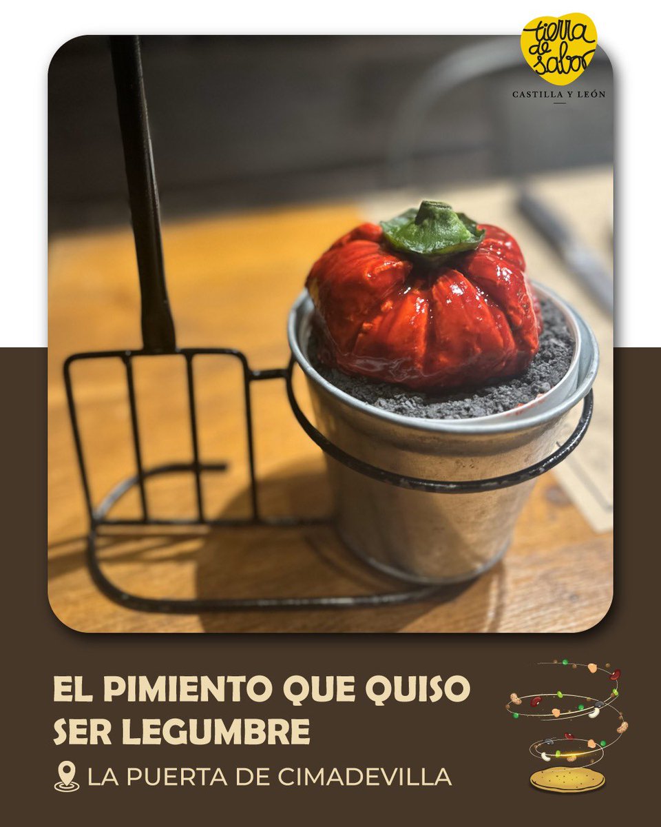 «El Pimiento que Quiso Ser Legumbre» es un trampantojo con forma de pimiento elaborado por #DiegoStevenBetancourt de #lapuertadecimadevillaoviedo #Asturias , donde utiliza el #GarbanzodePedrosilloMG con espinacas y bacalao, y caldo de <a href="/alubiadebaneza/">Alubia de La Bañeza-León</a> 

#desTAPAlasLEGUMBRES