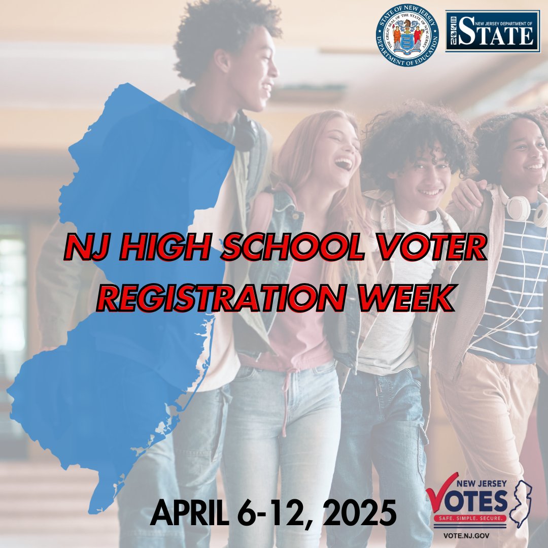NJ High School Voter Registration Week is here! This week is dedicated to empowering and equipping our students to be active citizens, not spectators. Learn more: tinyurl.com/y574sdwe #DemocracyInAction #NJStudentsVote #NJCivicEngage