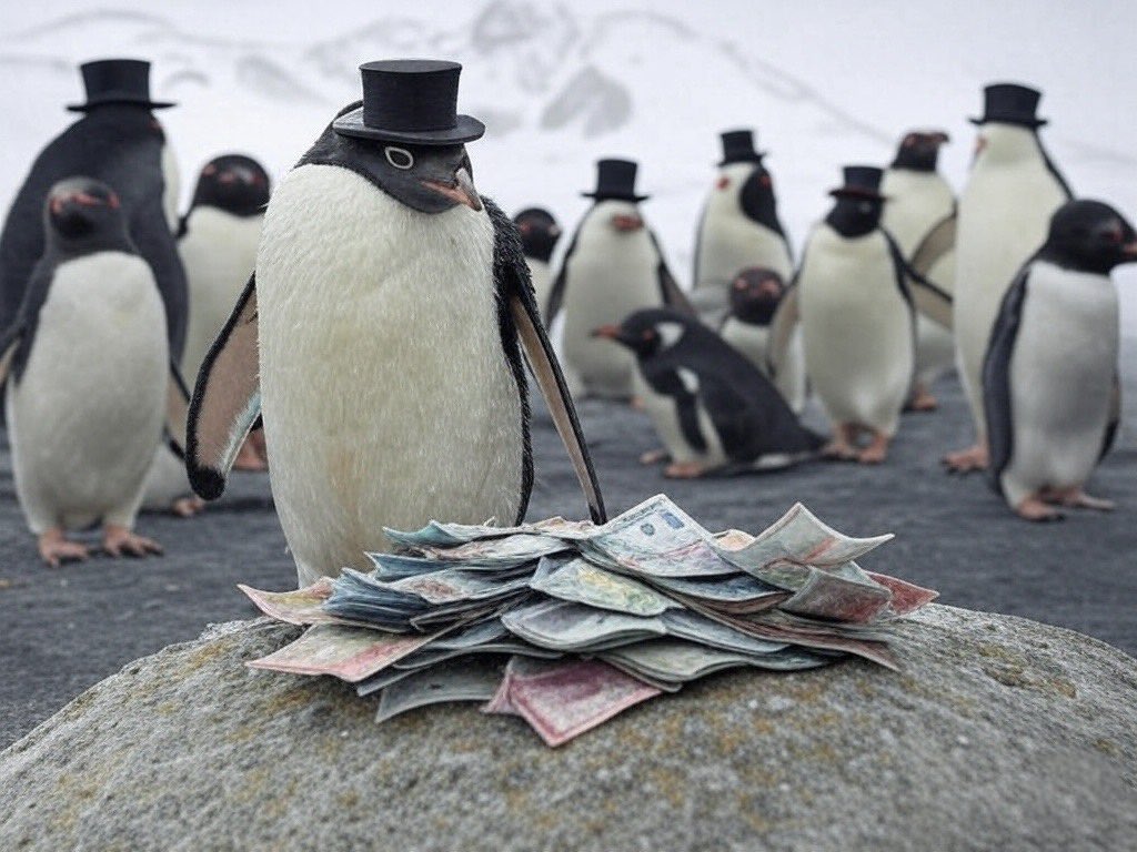 Penguins hit back! They impose a 75% tariff on any fish caught in the ocean.