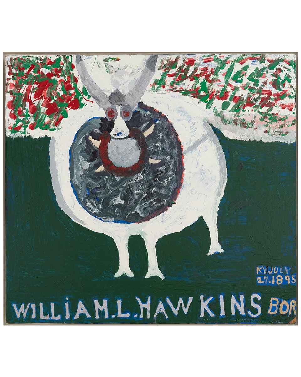 Charge into Aries season with the painting, ‘Jacob’s Ram’ by William L. Hawkins 🐏♈️⁠
⁠
AFAM’s collection is home to several works by Hawkins. Visit our website to explore them all and let us know which one is your favorite 😍✨⁠