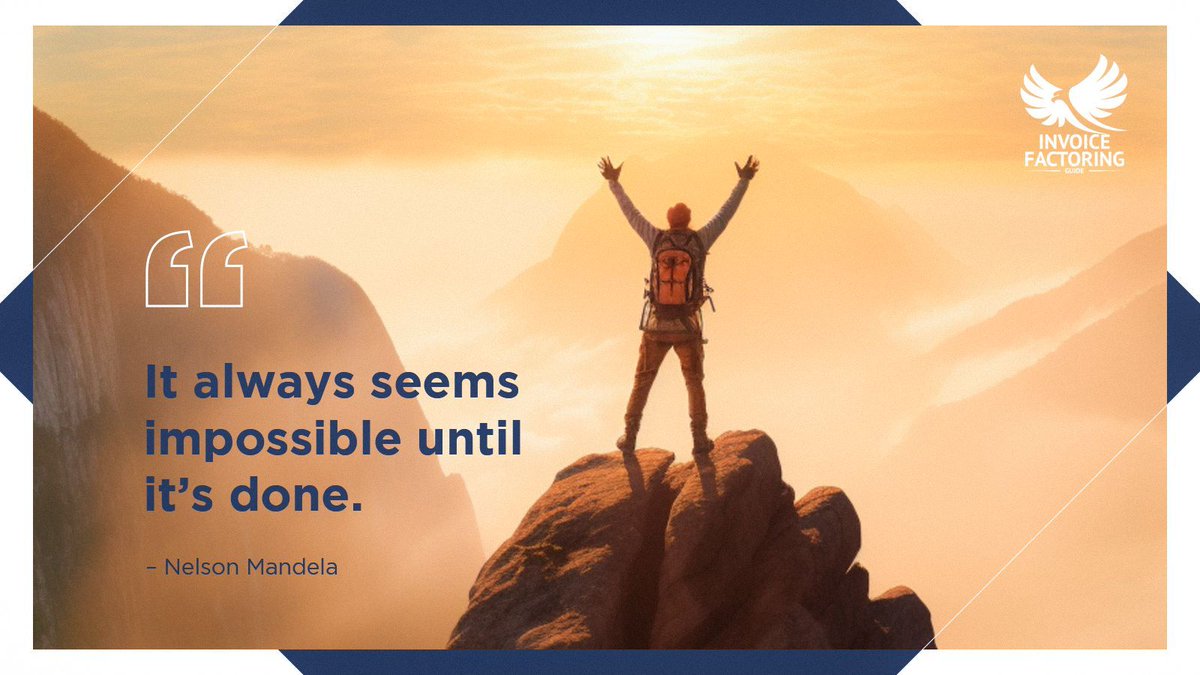 FactoringGuide's tweet image. The toughest challenges often lead to the greatest achievements. 💪 Factoring can help turn financial hurdles into opportunities for growth. 🪄
#MondayMotivation #NelsonMandela #FactoringSolutions #BusinessSuccess #Mindfulness