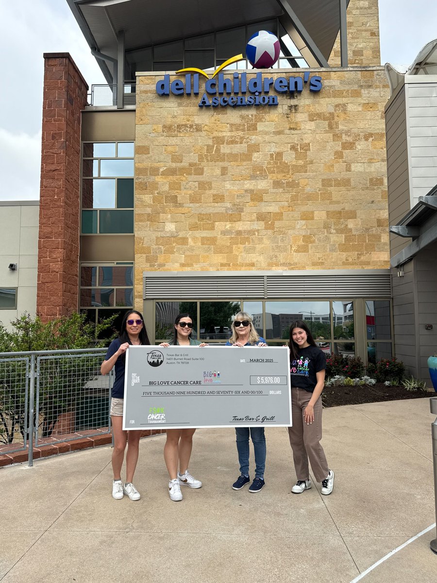Thank you Texas Bar &amp; Grill for raising over $5,000 to help our patients and families at Dell! We are so grateful for you! 💜