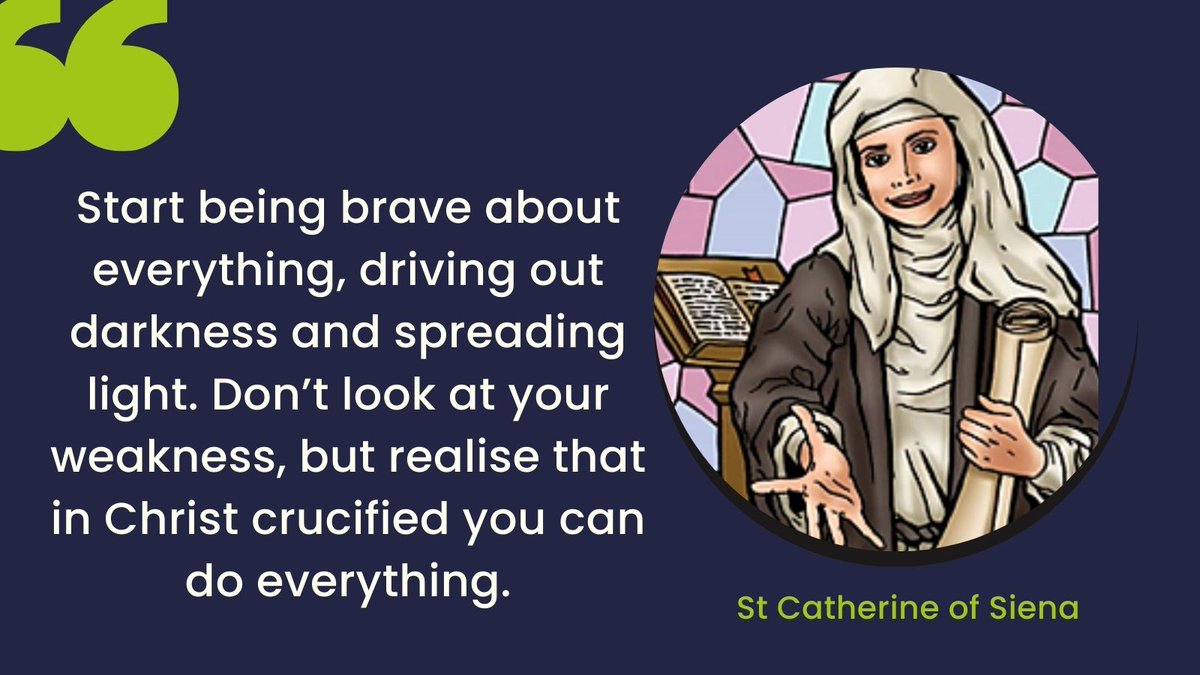 Today is the feast of St Catherine of Siena. In this #JubileeYear be inspired by  this remarkable saint's words of encouragement and hope.
#StCatherineOfSiena #PrayForUs #PilgrimsofHope