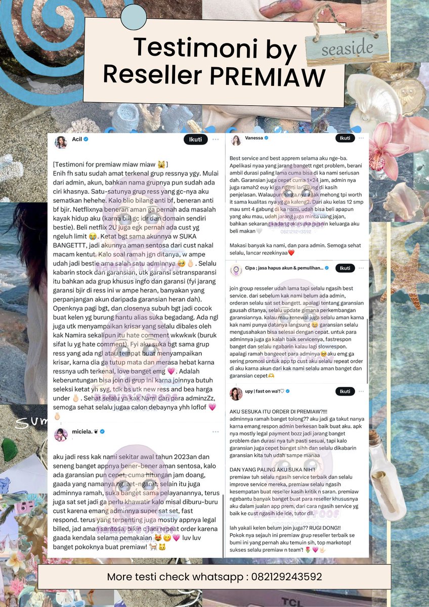 𝐎𝐏𝐄𝐍 𝐑𝐄𝐒𝐄𝐋𝐋𝐄𝐑 𝐀𝐏𝐋𝐈𝐊𝐀𝐒𝐈 𝐏𝐑𝐄𝐌𝐈𝐔𝐌

TIDAK MENERIMA PEMULA

𖤐 12 admin 
𖤐 web order 24j
𖤐 akses 24j web household
𖤐 akses 24j web reset 
𖤐 aplikasi auto renew no need to reports 

✿ intip pl wa only wa.me/6282129243592
✿ owner <a href="/anehc/">َ</a>