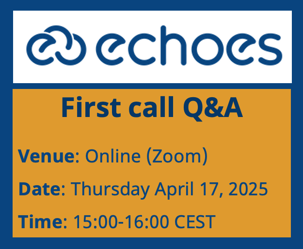 ARIADNE_RI's tweet image. ECHOES webinar covering the application process with Q&A for 1st Cascading Grants call to make data available to the Cultural Heritage Cloud will be held on Thursday, April 17 @ 15:00-16:00 CEST on Zoom. Further details and registration: echoes-eccch.eu/first-echoes-o…
#EchoesEccch