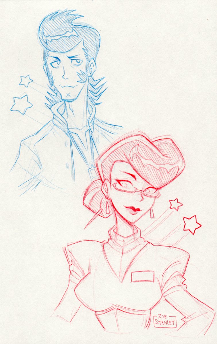 Dandy and Scarlet sketches. #SpaceDandy #スペースダンディ
