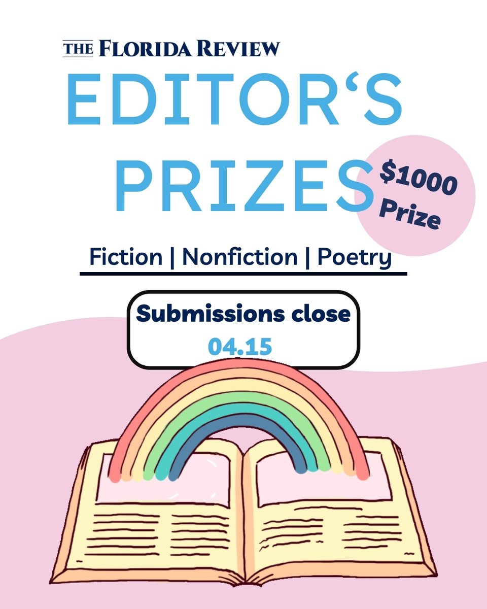 We’re getting close to the deadline for our Editor’s Prizes!

Submissions close April 15th! Send us your best fiction, nonfiction, and poetry. Each winner receives publication and a $1,000 prize.

Check our Submittable page for submission guidelines (link in bio)
#theflreview