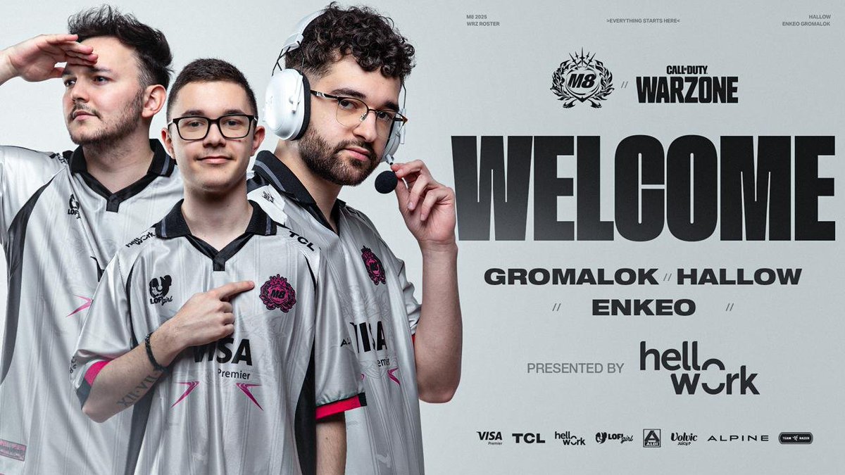 Souhaitez la bienvenue à nos nouveaux cracks ! #M8WIN

Roster 2025 Warzone :
🇫🇷 <a href="/Gromalokk/">M8 Gromalok</a>
🇫🇷 <a href="/HalloWFR/">M8 HalloW</a>
🇫🇷 <a href="/Enkeo_/">M8 Enkeo</a> 

Présenté par <a href="/hellowork/">Hellowork</a> !