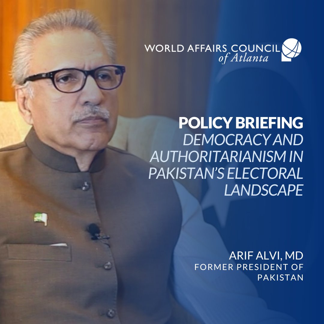 📢 Don’t miss a rare in-person conversation with 🇵🇰 former President Dr. Arif Alvi on  the state of Pakistan’s democracy.

🗓️ April 10, 2025 | 9–11AM ET
📍 World Affairs Council of Atlanta (GSU Buckhead)

☕ Free event + light refreshments

RSVP:wacatlanta.org/events