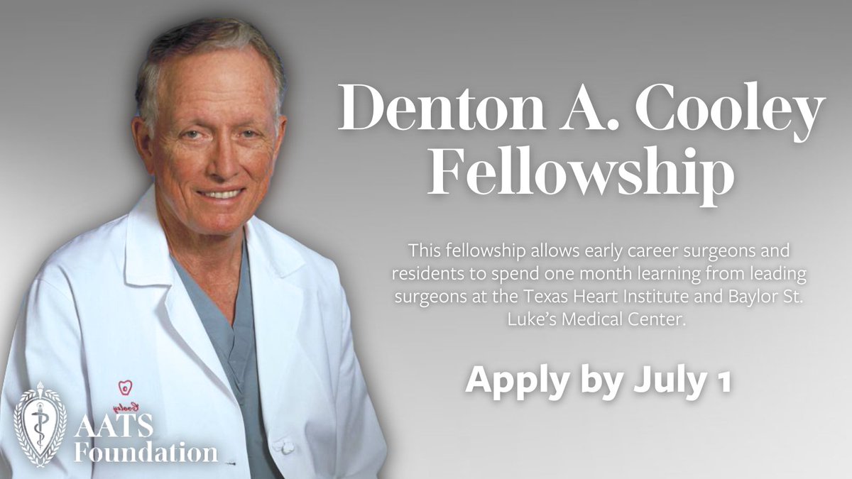 AATS (@aatshq) on Twitter photo Interested in learning from surgeons at <a href="/Texas_Heart/">The Texas Heart Institute</a> & <a href="/BCM_Surgery/">BCM_Surgery</a>? Apply for the Denton A. Cooley Fellowship by July 1. Don't miss out on this unique career growth opportunity: aats.org/foundation/den…
Hear from the 2022 Fellow, Dr. Clauden Louis: vimeo.com/734471682 Interested in learning from surgeons at <a href="/Texas_Heart/">The Texas Heart Institute</a> & <a href="/BCM_Surgery/">BCM_Surgery</a>? Apply for the Denton A. Cooley Fellowship by July 1. Don't miss out on this unique career growth opportunity: aats.org/foundation/den…
Hear from the 2022 Fellow, Dr. Clauden Louis: vimeo.com/734471682