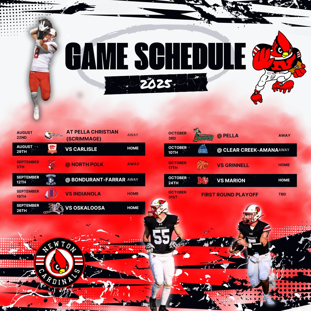 Schedule is released! 144 Days until we get to kickoff in HA Lynn Stadium! #CFLA #redpride🔴⚫️#IAHSFB