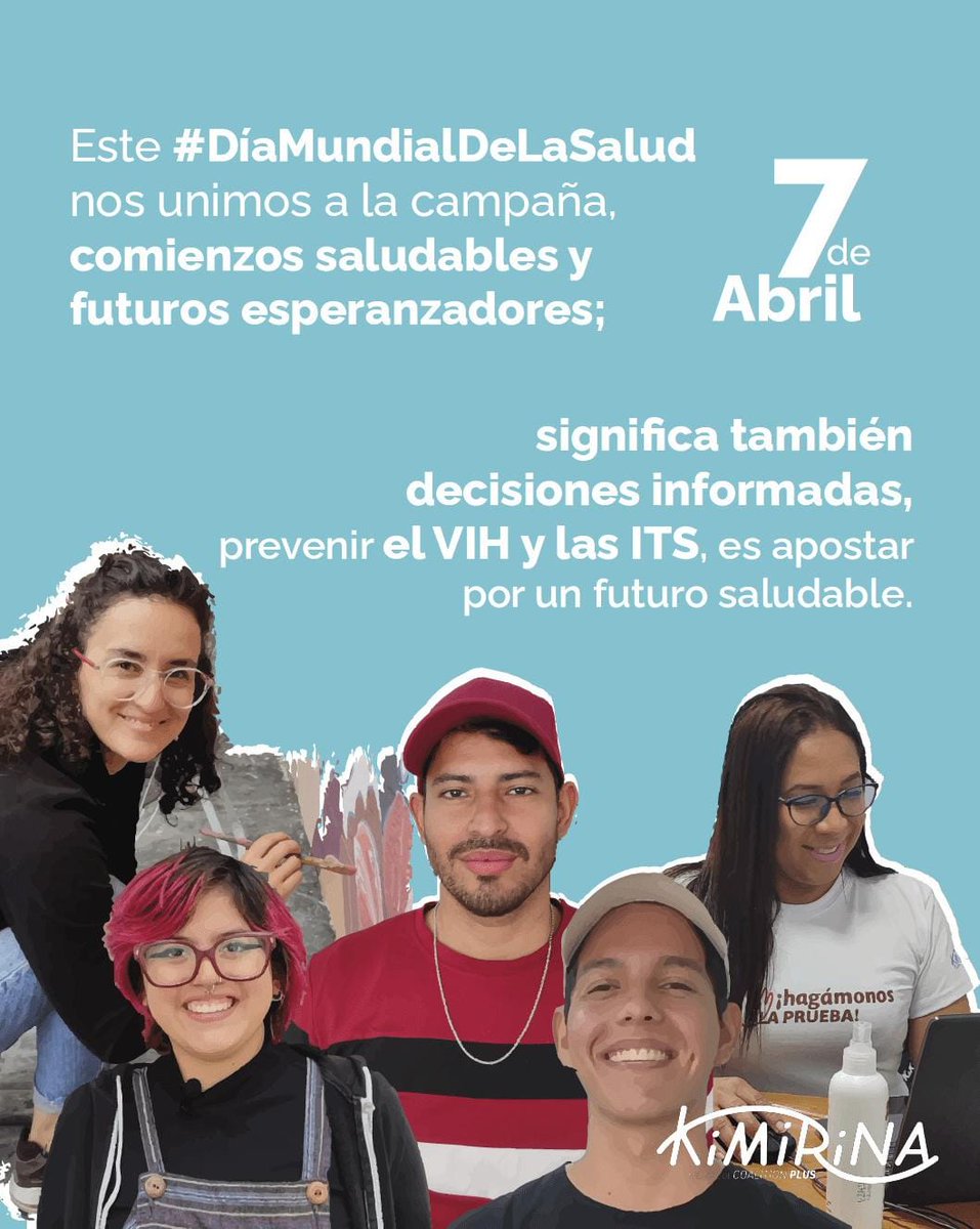 Por el #diamundialdelasalud Hazte la prueba de VIH e ITS, cuida tu salud sexual y apuesta por un futuro sin estigmas.

Porque los comienzos saludables construyen futuros esperanzadores.
En Kimirina te acompañamos, sin juicios y con información segura.

#DíaMundialDeLaSalud