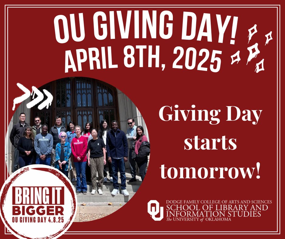 #OUGivingDay starts tomorrow on April 8th! Find out how you can contribute at: one.givesooner.org/Libinfostudies