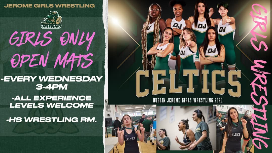 Spring Open Mats at Jerome HS wrestling room

April 8th-May 22nd

Tues. &amp; Thurs.-Boys and Girls from 3-4pm

Wed.-Girls only open mats from 3-4pm