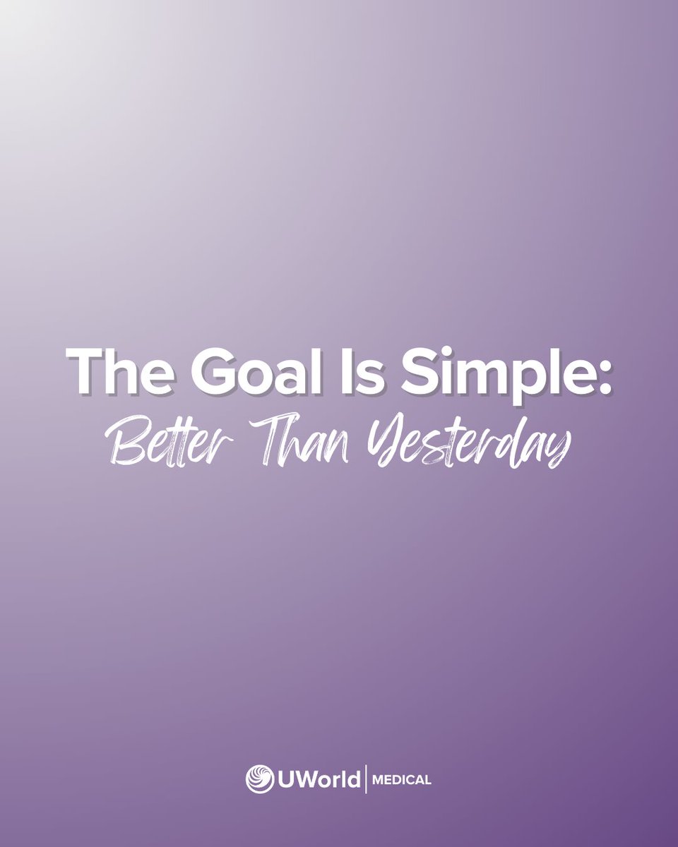 The goal isn’t perfection—it’s progress. Just show up, try again, and be better than yesterday. 

#DailyMotivation #motivationmonday #uworldmedical