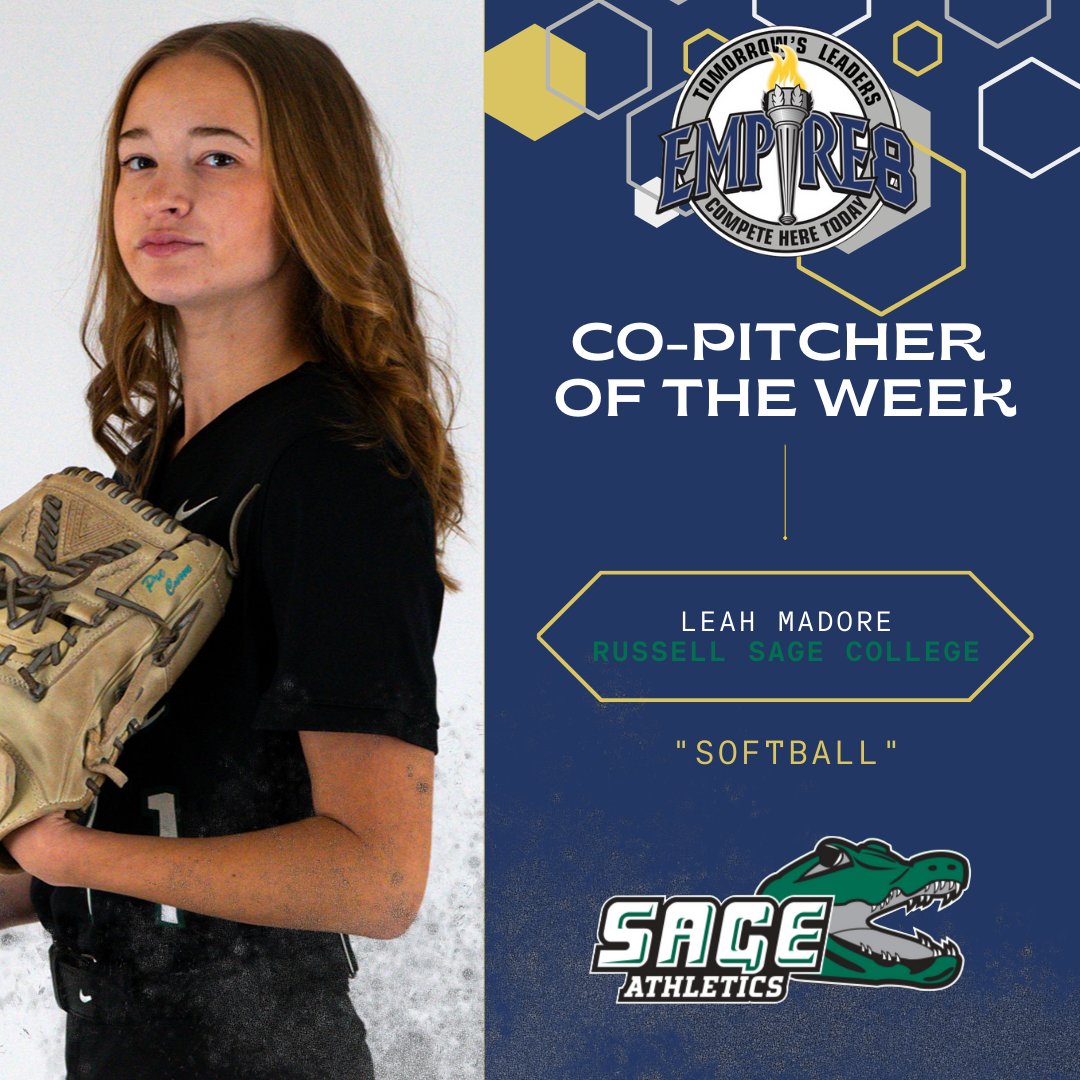 Congrats to our #E8 Softball Weekly Award Winners!

Player of the Week Emily McManus
<a href="/FisherAthletics/">SJF Cardinals</a> 

Co-Pitcher of the Week Ainsley Evanetski
<a href="/FisherSoftball/">FisherSoftball</a> 

Co-Pitcher of the Week Leah Madore
<a href="/SageGators/">Sage Athletics</a> 

#E8Proud #LeadersCompeteHere #WhyD3