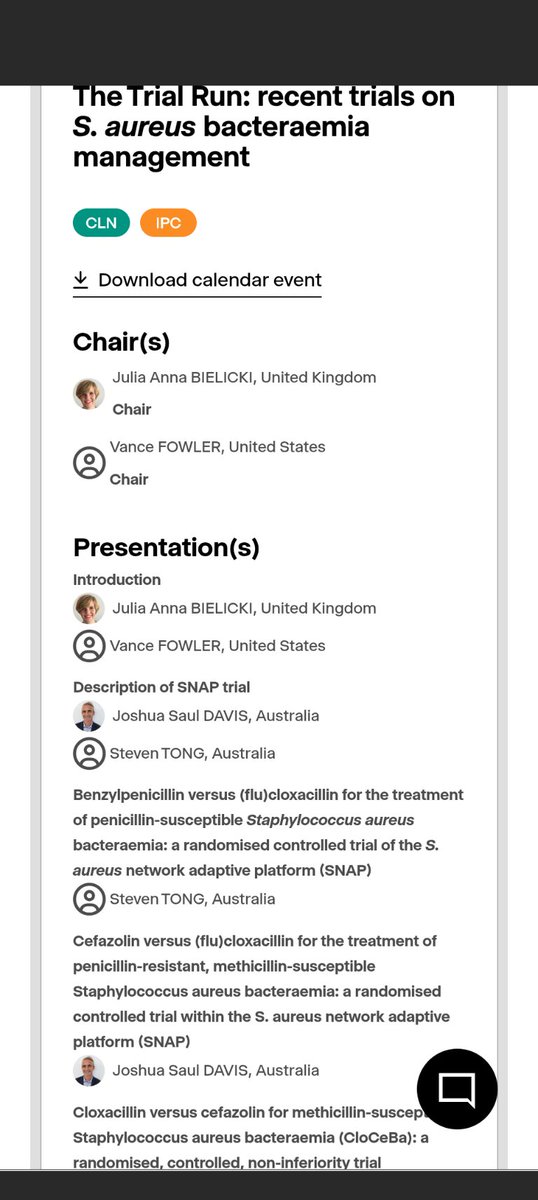 <a href="/MRodgersRodgM/">Michael Rodgers</a> <a href="/JAMA_current/">JAMA</a> <a href="/ESCMID/">ESCMID</a> global. Staph aureus clinical trials session. April 12. 16:15