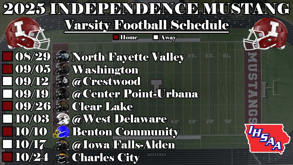 Here is the 2025 Independence Varsity Football schedule! #iahsfb