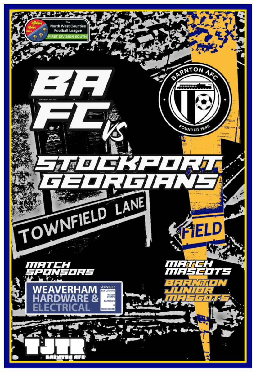 Barnton AFC (@barntonfc) on Twitter photo SEASONS LAST MATCH- HOME!โซ๏ธโช๏ธ๐ต๐ก
๐ | Sat 12th April (HOME)
๐ | NWCFL D1S
๐๏ธ | Stockport Georgians FC
๐ข | 3pm k/o
๐ | Creative Hut Stadium
๐ | CW8 4LJ
๐ต | Entrance ยฃ5, Consession ยฃ3 u16s free
#UTV
#Bianconeri
Sponsors- Weaverham Hardware Ltd
Mascots- Barnton Juniors SEASONS LAST MATCH- HOME!โซ๏ธโช๏ธ๐ต๐ก
๐ | Sat 12th April (HOME)
๐ | NWCFL D1S
๐๏ธ | Stockport Georgians FC
๐ข | 3pm k/o
๐ | Creative Hut Stadium
๐ | CW8 4LJ
๐ต | Entrance ยฃ5, Consession ยฃ3 u16s free
#UTV
#Bianconeri
Sponsors- Weaverham Hardware Ltd
Mascots- Barnton Juniors