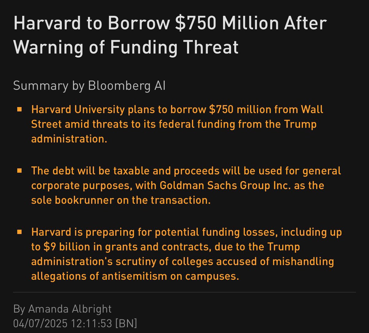 When a university with a $53 billion endowment needs to tap the bond market in this environment, it just tells you just how illiquid their investments really are.