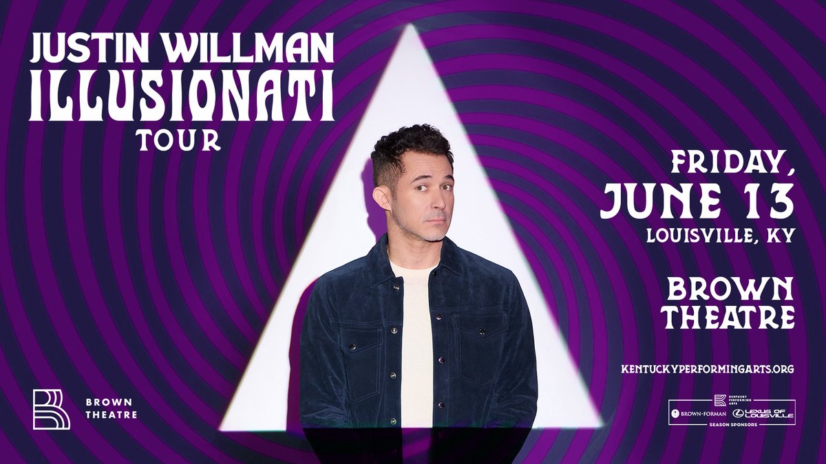The Brown Theatre (@thebrowntheatre) on Twitter photo 📢JUST ANNOUNCED📢 <a href="/Justin_Willman/">Justin Willman</a> returns to Louisville with his all new Illusionati Tour! Join him at <a href="/thebrowntheatre/">The Brown Theatre</a> Friday, June 13, for an interactive evening of magic, comedy and mind-control for the whole family. 🎟Tickets on sale Friday at 10AM: bit.ly/KPAJustinWillm…. 📢JUST ANNOUNCED📢 <a href="/Justin_Willman/">Justin Willman</a> returns to Louisville with his all new Illusionati Tour! Join him at <a href="/thebrowntheatre/">The Brown Theatre</a> Friday, June 13, for an interactive evening of magic, comedy and mind-control for the whole family. 🎟Tickets on sale Friday at 10AM: bit.ly/KPAJustinWillm….