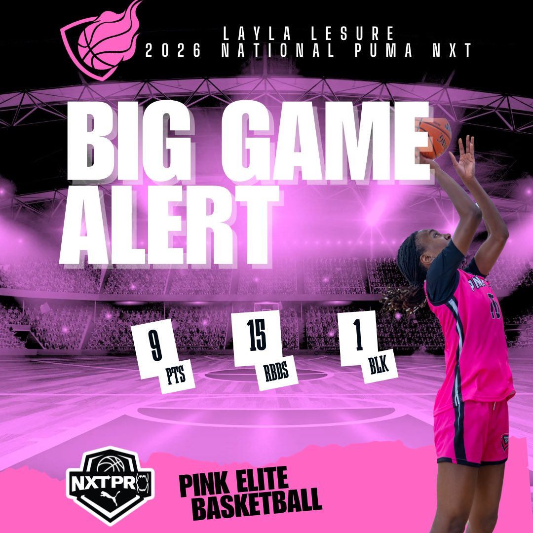 pinkelitebasketball (@pinkeliteclub) on Twitter photo BIG GAME ALERT 🚨 Layla LeSure was a force vs City Elite <a href="/PRO16G/">NXTPRO Girls League</a> Puma Showcase Session 1. She demanded tge boards on both offense and defense and finished at the rim! WE SEE YOU LAYLA 👀 <a href="/LaylaLeSure24/">Layla LeSure</a> <a href="/CoachAWarren/">Coach Warren</a> BIG GAME ALERT 🚨 Layla LeSure was a force vs City Elite <a href="/PRO16G/">NXTPRO Girls League</a> Puma Showcase Session 1. She demanded tge boards on both offense and defense and finished at the rim! WE SEE YOU LAYLA 👀 <a href="/LaylaLeSure24/">Layla LeSure</a> <a href="/CoachAWarren/">Coach Warren</a>