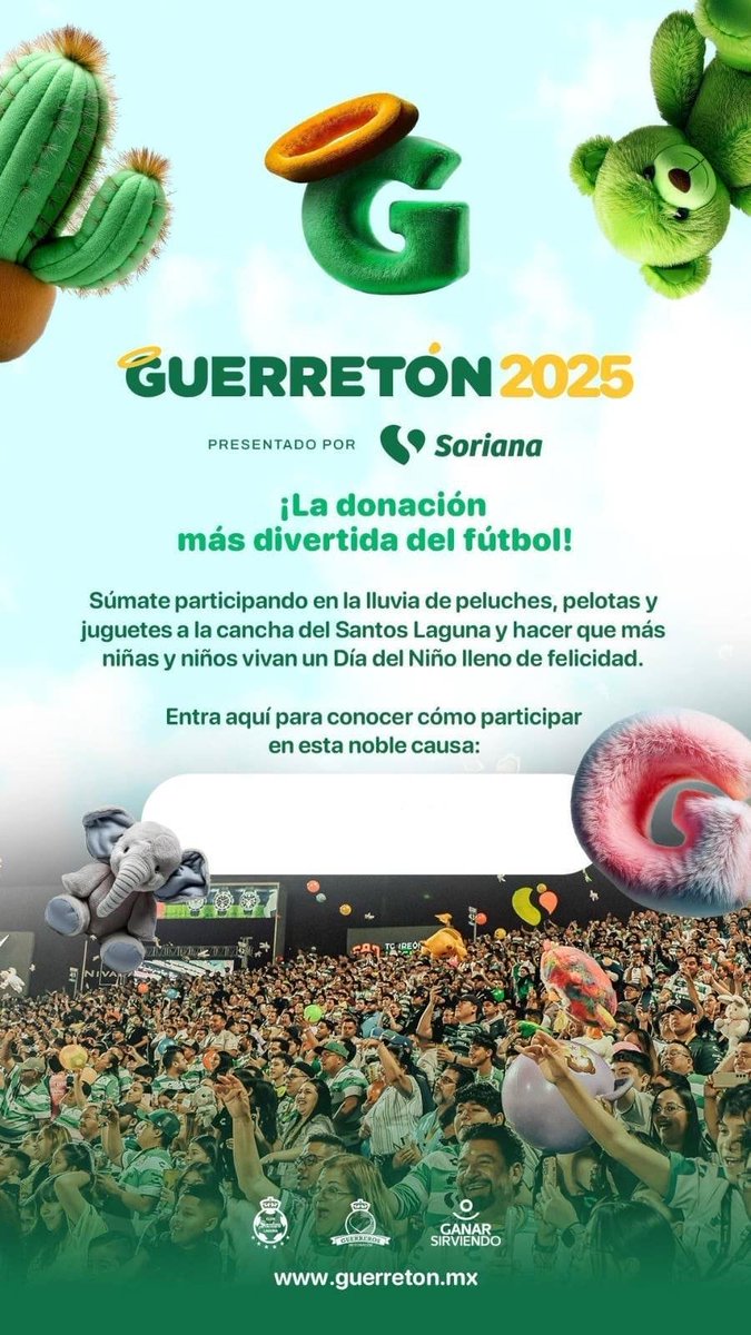 TUDN MEX (@tudnmex) on Twitter photo El mejor Día del Niño ¡EN EL MUNDO! Y tú puedes ser parte de él en Guerretón 2⃣0⃣2⃣5⃣
Únete a <a href="/ClubSantos/">Club Santos</a> en la donación más divertida del futbol mexicano ⚽️🎁😎
📲 guerreton.mx/?utm_source=IG… El mejor Día del Niño ¡EN EL MUNDO! Y tú puedes ser parte de él en Guerretón 2⃣0⃣2⃣5⃣
Únete a <a href="/ClubSantos/">Club Santos</a> en la donación más divertida del futbol mexicano ⚽️🎁😎
📲 guerreton.mx/?utm_source=IG…