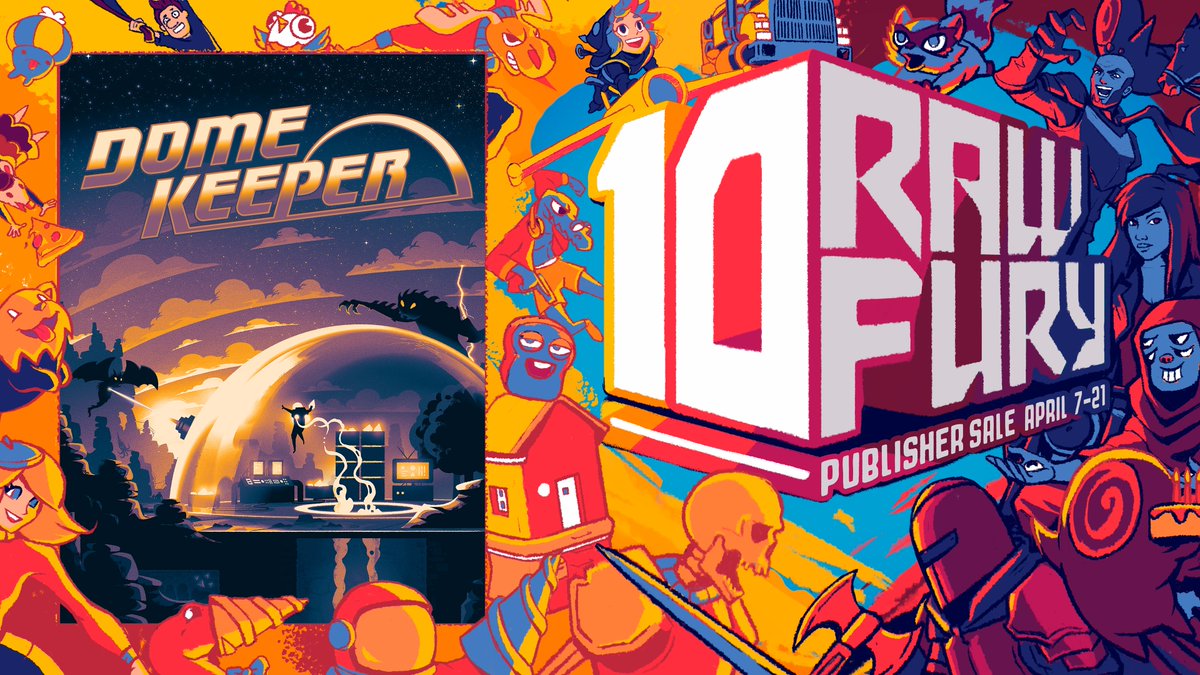 DomeKeeper's tweet image. The @RawFury Publisher Sale is officially LIVE! 🎊
Dome Keeper is 60% off on Steam - the perfect time to gear up, dig deep and defend your dome from waves of monsters. 👾
🔗 bit.ly/44qaexQ