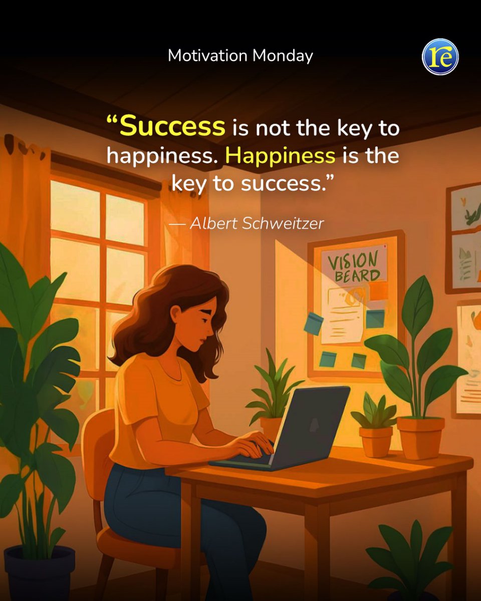 rethinkwords's tweet image. Success isn't the key to happiness. Happiness is the key to success. ✨ Start with joy, and everything else will follow. #MotivationMonday #Success #Happiness #PositiveVibes