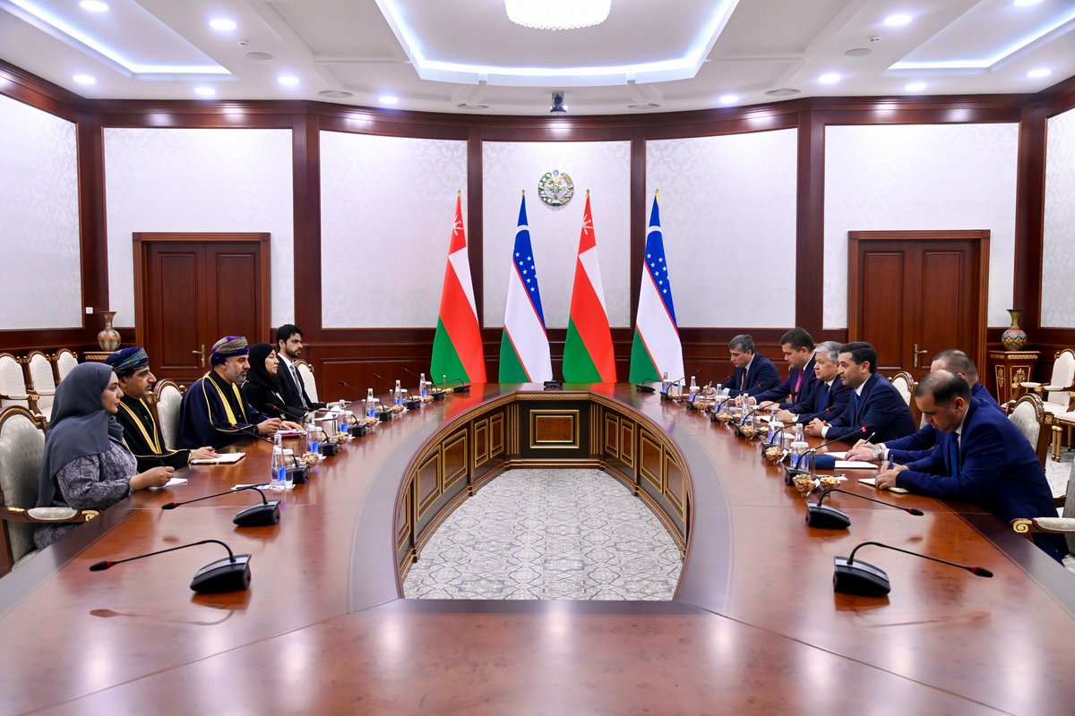 Bakhtiyor Saidov 🇺🇿 (@fm_saidov) on Twitter photo Pleased to meet H.E. Khalid Bin Hilal Al Maawali, Chairman of <a href="/ShuraCouncil_OM/">مجلس الشورى</a>, today at @UzbekMFA. We had a productive and sincere exchange on advancing interparliamentary dialogue and enhancing bilateral cooperation between #Uzbekistan and #Oman. We discussed ways to strengthen Pleased to meet H.E. Khalid Bin Hilal Al Maawali, Chairman of <a href="/ShuraCouncil_OM/">مجلس الشورى</a>, today at @UzbekMFA. We had a productive and sincere exchange on advancing interparliamentary dialogue and enhancing bilateral cooperation between #Uzbekistan and #Oman. We discussed ways to strengthen