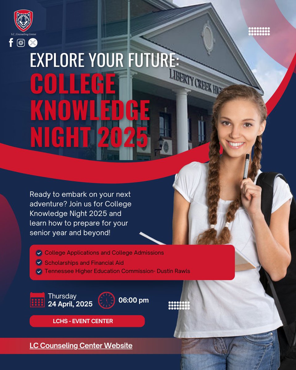 📢 Hey Juniors!! Save the date for College Knowledge Night 2025

Bring your parents and come learn about post-secondary planning.

Thursday, April 24, 2025, at 6:00 PM

See you there!