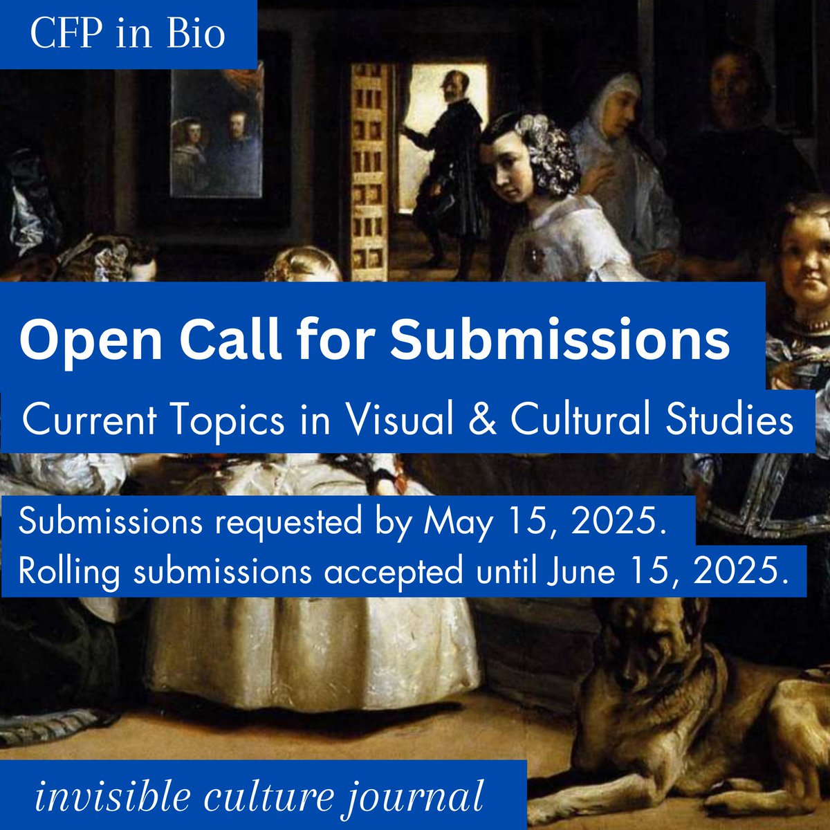 InVisible Culture is accepting essays (4,000-10,000 words) and artworks addressing issues in visual and culture studies for an upcoming general issue. invisibleculturejournal.com/pub/open-call-…