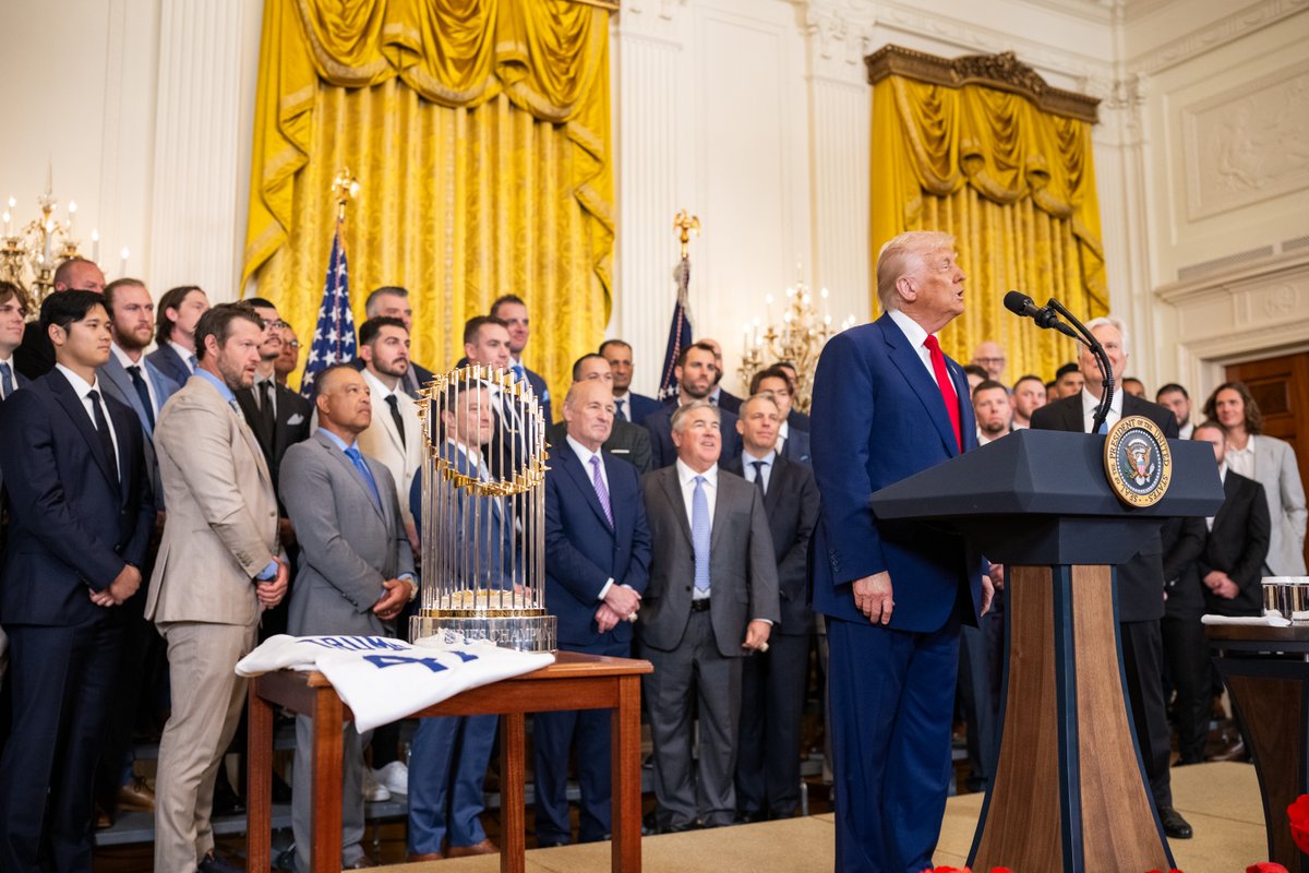 The White House (@whitehouse) on Twitter photo President Trump congratulates the 2024 World Series Champion, the LA <a href="/Dodgers/">Los Angeles Dodgers</a>, on a legendary season.⚾️
“I’m thrilled to welcome to the White House very special people... very talented people.” President Trump congratulates the 2024 World Series Champion, the LA <a href="/Dodgers/">Los Angeles Dodgers</a>, on a legendary season.⚾️
“I’m thrilled to welcome to the White House very special people... very talented people.”