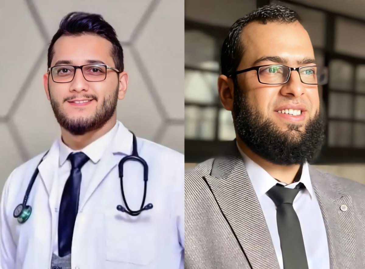 HCWWatch's tweet image. Today, Israeli Occupation Forces killed Dr Mahmoud Abu-Amsha a junior doctor at the Indonesian Hospital and Yaser Sweidan a nurse at Al-Shifa Hospital in 2 airstrikes on Gaza City.
#NotATarget