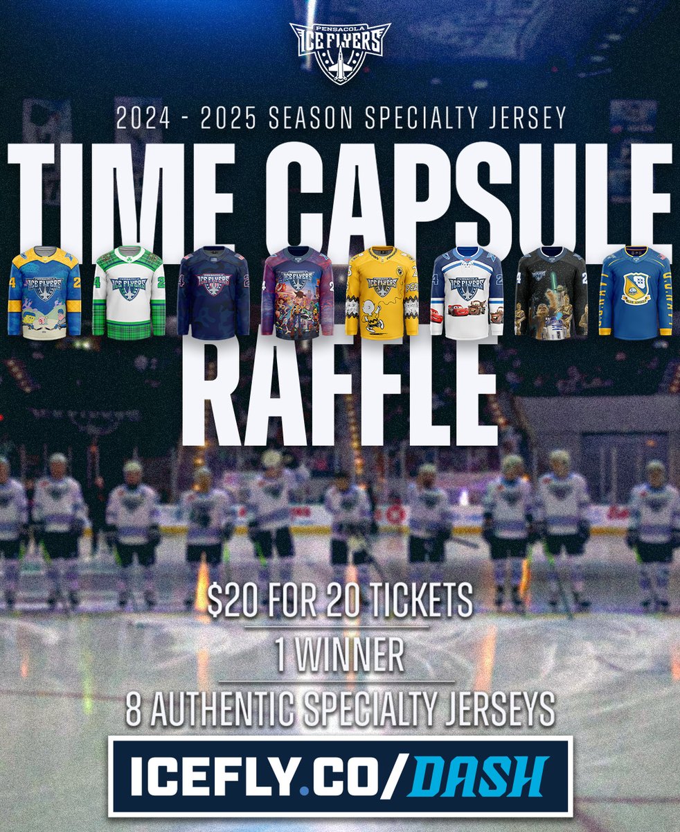 🚨Don't wait to enter our Time Capsule Raffle for your chance to win EIGHT from this year's authentic specialty jersey lineup! Raffle ends on Tuesday, April 8 at 5:00 p.m.! 

🔗: icefly.co/dash