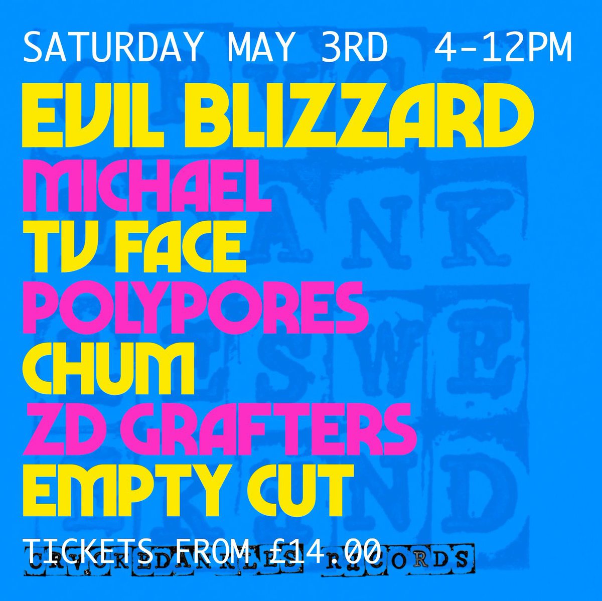 The Ferret (@ferretpreston) on Twitter photo <a href="/crackedankles/">Crackedankles Records</a> WEEKEND is less than one month away boys.
A full-throttle, two-day chaos fest from Preston’s own Crackedankles Records, celebrating the weird and wonderful noise of the labels finest.
Expect sounds from this bunch of big ones… <a href="/crackedankles/">Crackedankles Records</a> WEEKEND is less than one month away boys.
A full-throttle, two-day chaos fest from Preston’s own Crackedankles Records, celebrating the weird and wonderful noise of the labels finest.
Expect sounds from this bunch of big ones…