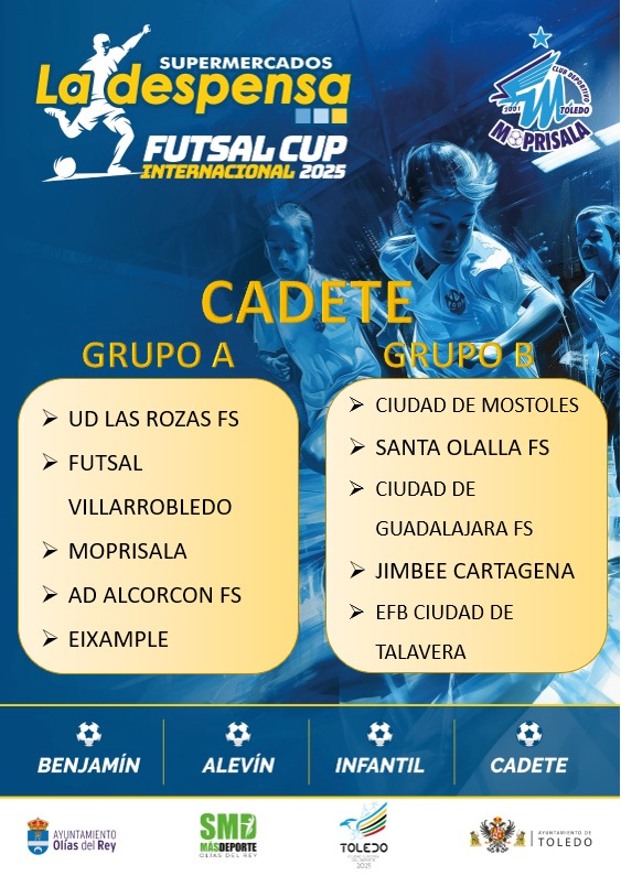 🏆 La Despensa Futsal Cup  2025⚽️
🗣️ Aquí tenéis los equipos participantes en cada categoría y el reparto dentre los 2 grupos para la liguilla que se disputa Domingo 13 y Lunes 14

Los 2 mejores de cada grupo accederán a la Fase Final del Martes 15 💪⚽️

⏳Faltan 6 días🔜