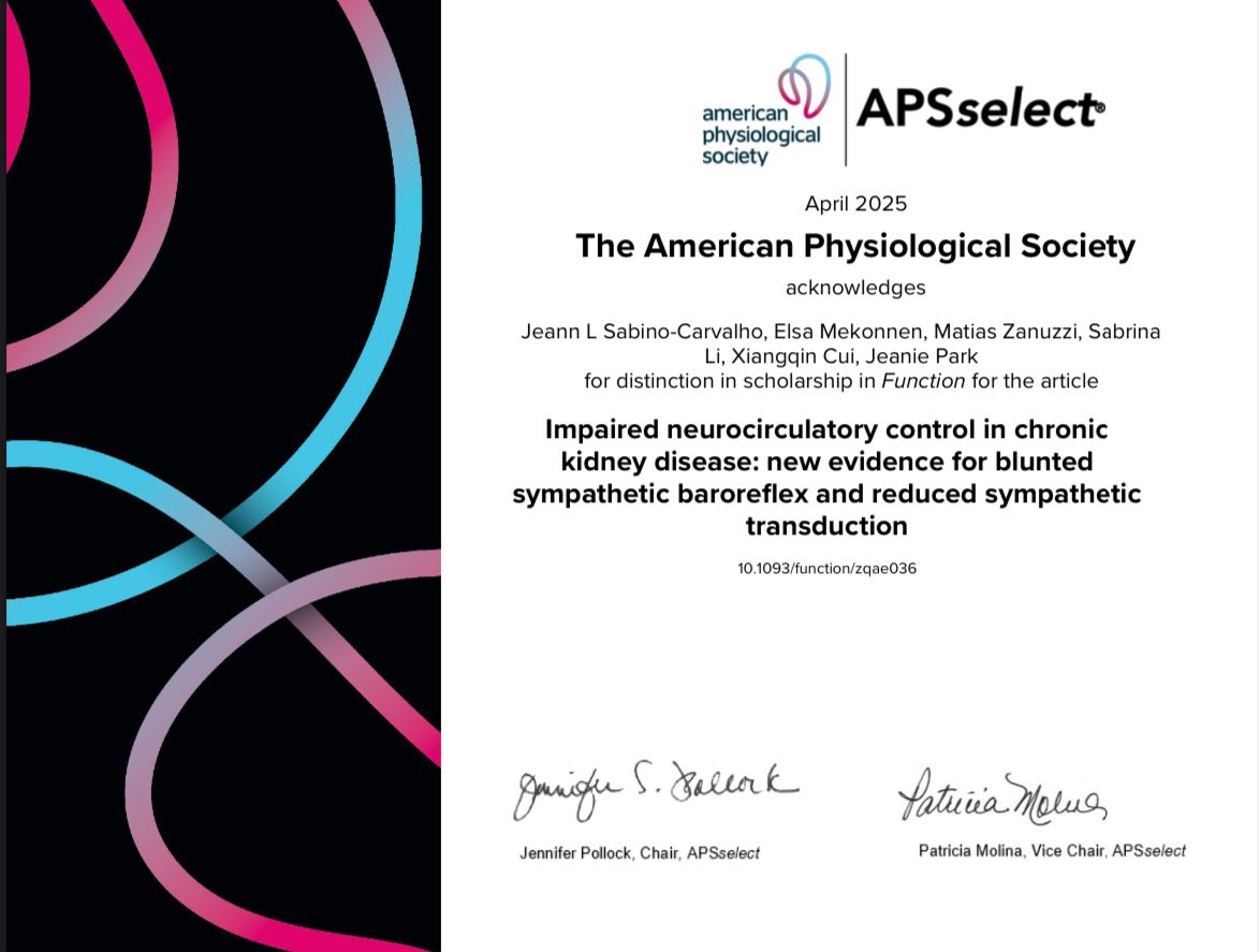 Integrative Human Physiology Lab. (@parklabatemory) on Twitter photo Honored that our paper in Function was selected for APSselect by <a href="/APS_Function/">Function</a> | <a href="/APSPhysiology/">American Physiological Society</a>!
It highlights impaired neurocirculatory control in CKD — grateful for this amazing team.
doi.org/10.1093/functi…
<a href="/EmoryNephrology/">Emory Nephrology</a> <a href="/APSPublications/">APS Publications</a> Honored that our paper in Function was selected for APSselect by <a href="/APS_Function/">Function</a> | <a href="/APSPhysiology/">American Physiological Society</a>!
It highlights impaired neurocirculatory control in CKD — grateful for this amazing team.
doi.org/10.1093/functi…
<a href="/EmoryNephrology/">Emory Nephrology</a> <a href="/APSPublications/">APS Publications</a>