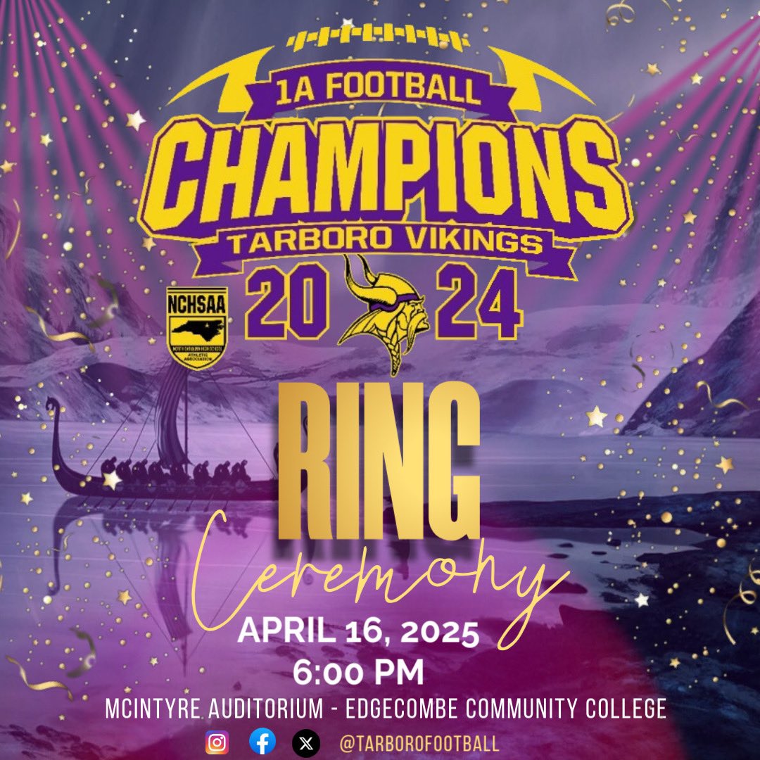 Wednesday 4/16 at 6PM the 2024 1A State Champions will receive their State Championship Rings