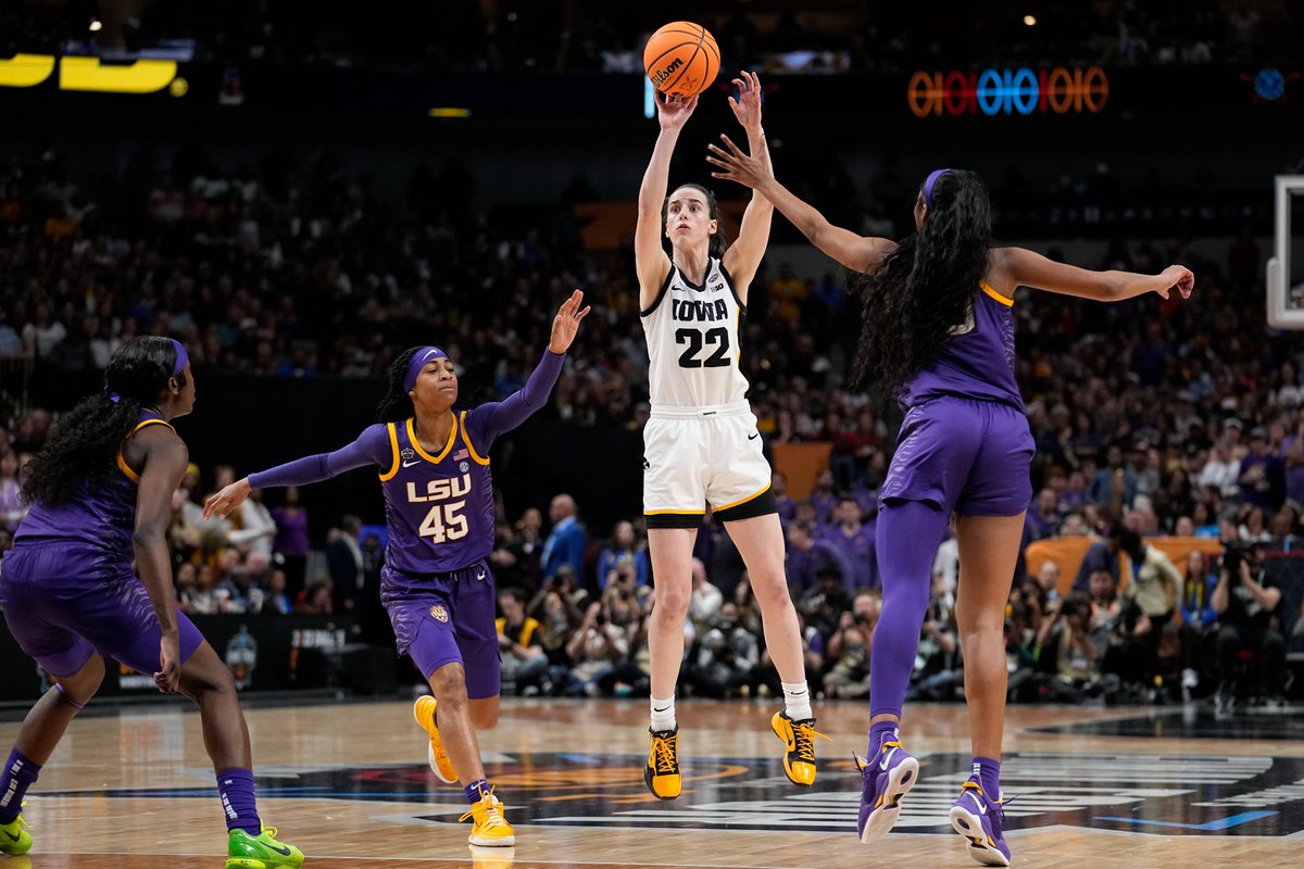 KeithMurphy's tweet photo. The UConn-South Carolina NCAA championship game averaged 8.5 million viewers Sunday, via Nielsen. It trails only the previous two title games.

Iowa vs South Carolina last year averaged a staggering 18.9 million viewers and peaked at 24.1 million, both women's basketball records.

The 2023 championship between Iowa and LSU set what was a record at the time, 9.9 million viewers.

So two things can be true: the women's game is definitely growing, and no one in the game moves the needle like Caitlin Clark.

Photos: AP