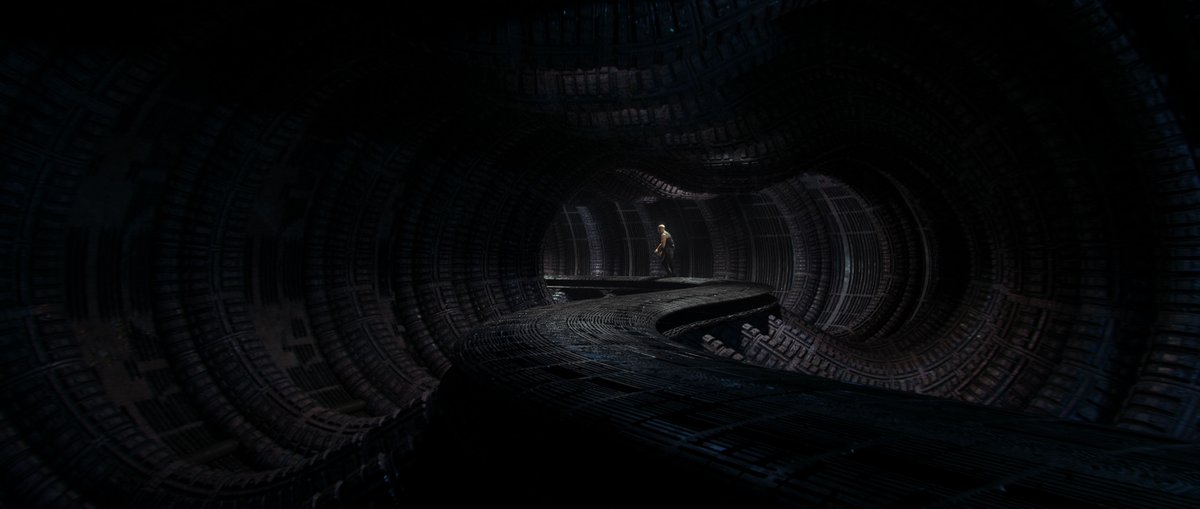 petaralazara's tweet image. Weekend experiment, kind of a heat dissipation corridor, like a giant spaceship radiator. Threw in a Riddick walking into the furnace light. Displacement fun in Blender