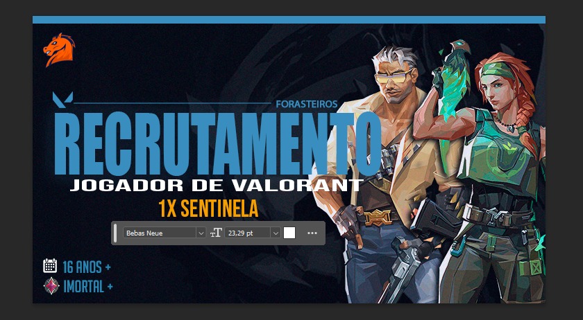 Olá, Forasteiros! 🤠

Estamos a procura de um de um jogador pro nosso time de Valorant com as seguintes qualidades:

Função: Iniciador
Elo: Imortal+
Idade: 16 anos+
Disponibilidade: 16h~18h30m

Caso se encaixe nos requisitos, nossa DM está aberta para conversarmos ✉️
