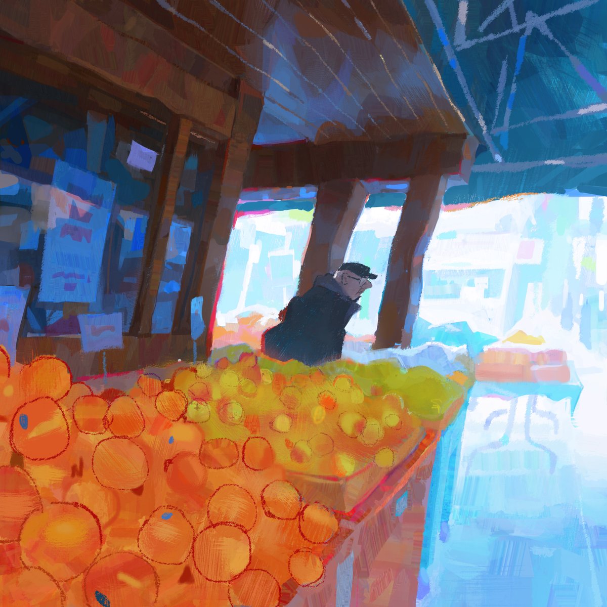 Painting of the produce stand down my street 🍊