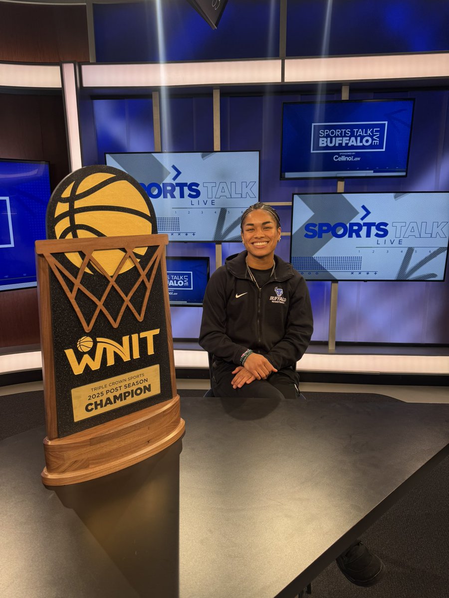 The champ is here!

<a href="/LaniCornfield4/">Lani cornfield</a> has brought the <a href="/WomensNIT/">WNIT</a> trophy to Sports Talk Live as we keep celebrating  <a href="/UBwomenshoops/">Buffalo Women's Basketball</a> championship win from the weekend!

Join us at 7 <a href="/WGRZ/">WGRZ</a>.