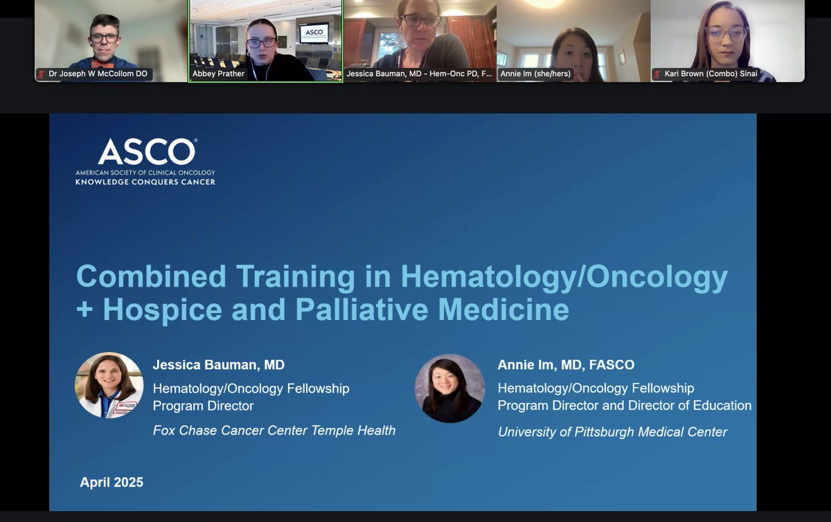 Starting now! ⏰ Are you interested in #pallonc combined programs supported through <a href="/ASCO/">ASCO</a>? DM me for a link and join us. Pleased to join my <a href="/PallOncCoP/">ASCO PallOnc Community of Practice</a> co-champ <a href="/MazieTsangMD/">Mazie Tsang, MD, MAS, MS</a> in sharing our experiences in #supponc for the next generation of bright physicians 

<a href="/PallOncCoP/">ASCO PallOnc Community of Practice</a>