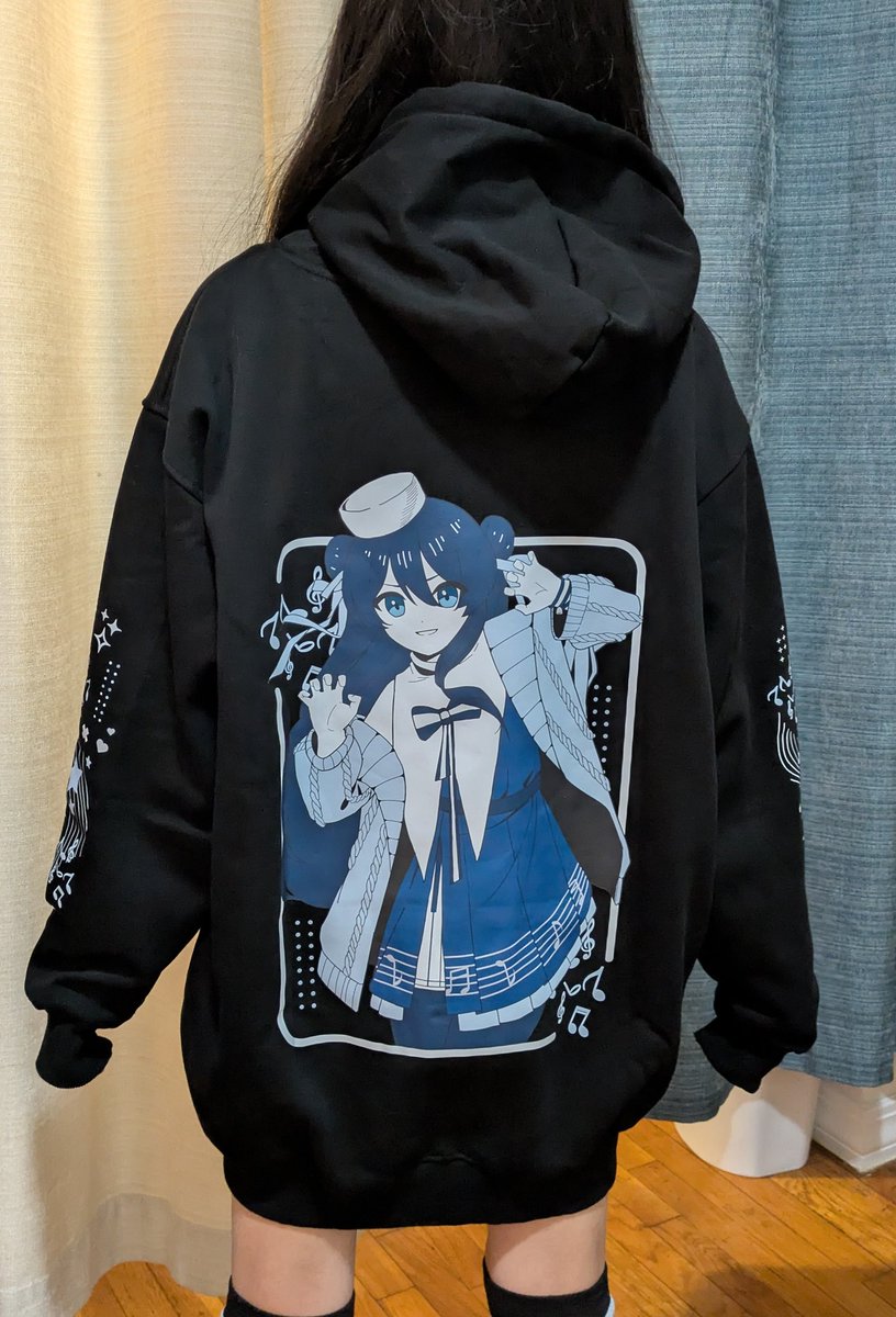 I received my merch from UwU Market!
Thank you so much for the amazing merch designs 💙

Yes, my mom told me to style my hoodie with thigh highs thank you mom