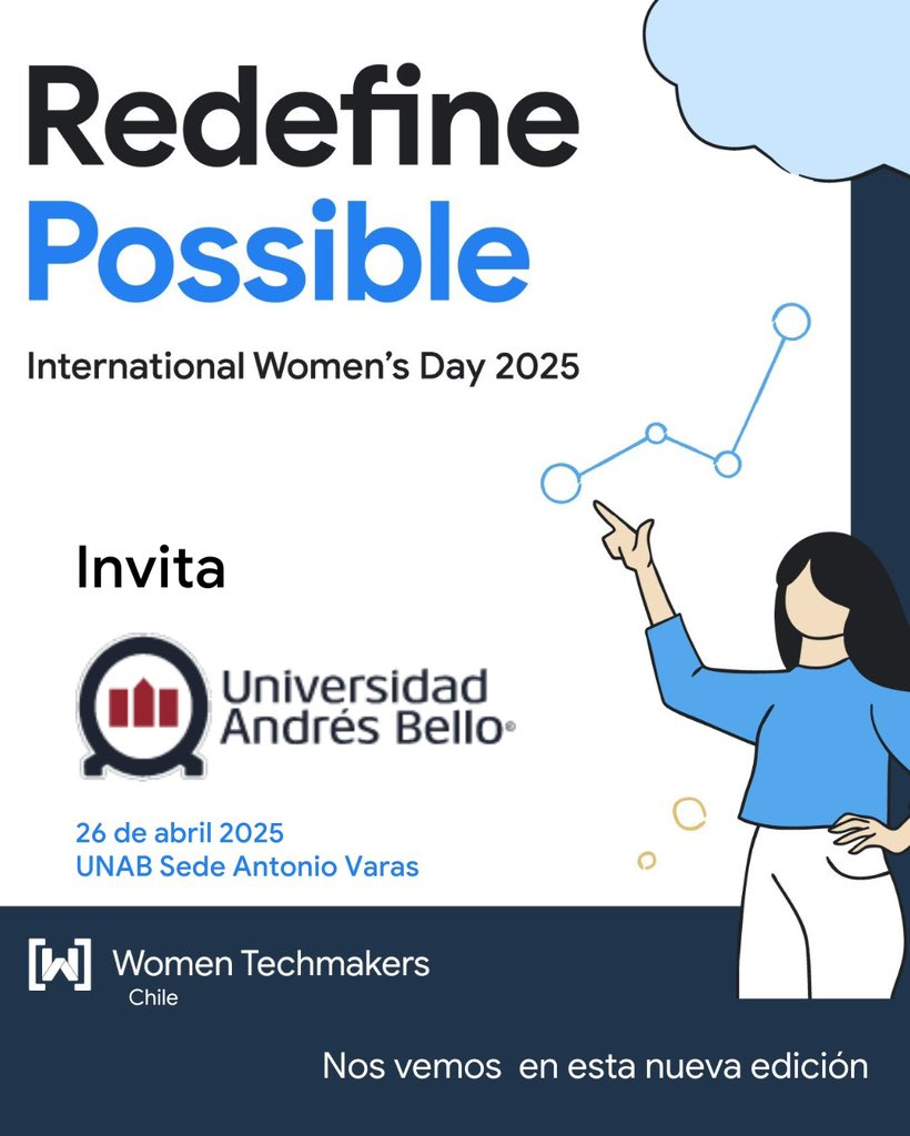 Gracias a la Universidad Andrés Bello <a href="/uandresbello/">U. Andrés Bello</a> por prestarnos su espacio para celebrar IWD 2025. Nos vemos el 26 de abril para compartir y celebrar juntas. ¡Gracias por hacerlo posible! 💙

#womentechmakers #womenintech