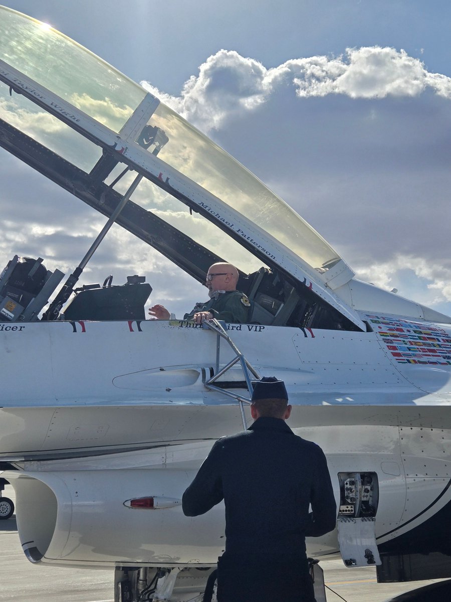 NvstateED's tweet image. What an incredible experience of a lifetime for Michael Patterson, Nevada’s 2025 Teacher of the Year! 🏅✈️ He had the honor of riding with the U.S. Air Force Thunderbirds at the Aviation Nation air show. What a thrilling moment to add to his list of achievements! Congrats! 🎉
