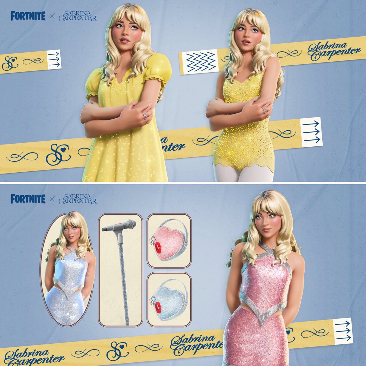 FunkoPOPsNews's tweet photo. Sabrina Carpenter’s Fortnite collab will have 4 skins! Including guitars and other accessories ~
Songs: Nonsense, Juno, Taste, Please Please Please
Emotes: Taste, Please Please Please
Funko POP! Here ~ https://t.co/yeununvtDf
#SabrinaCarpenter #SCarpenter #SC #Fortnite #FPN #FunkoPOPNews #Funko #FunkoPOP
